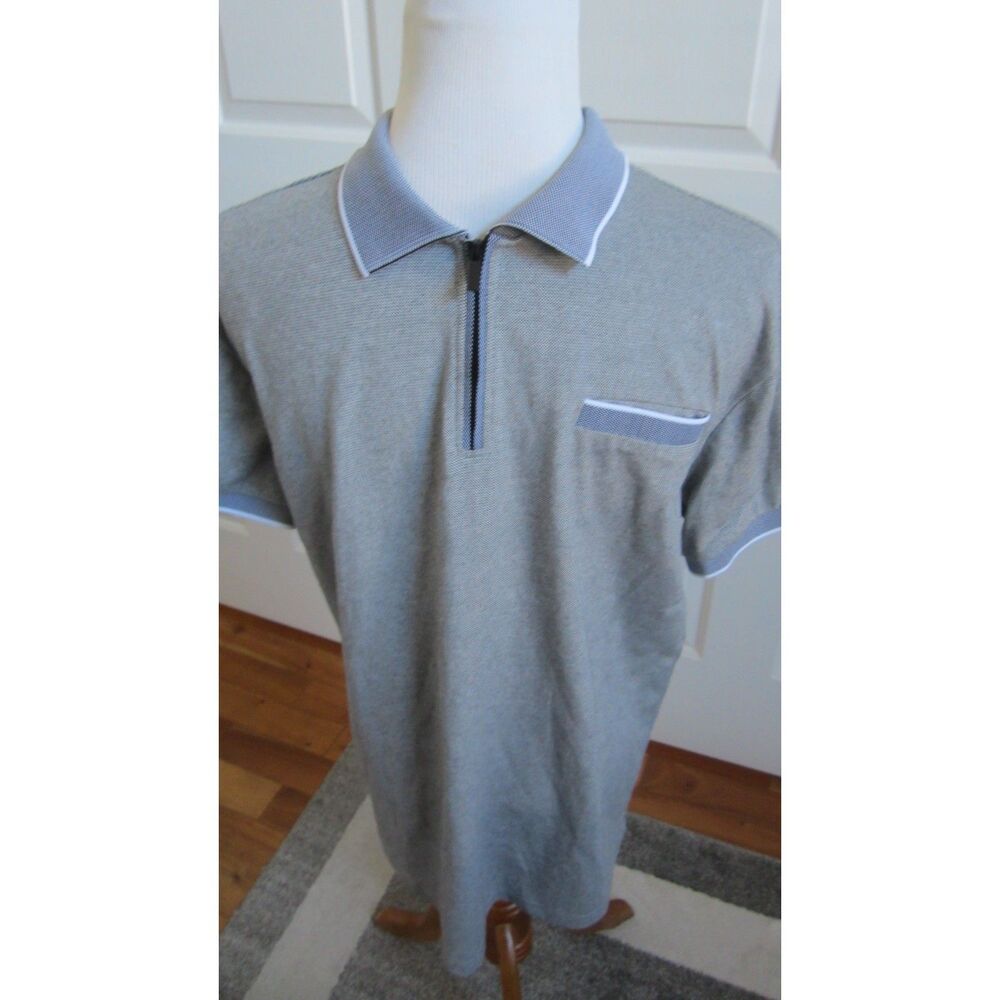 XRAY Jeans Men’s Grey  1/4" Zip  Collared  Polo shirt Size Medium Chest 40"